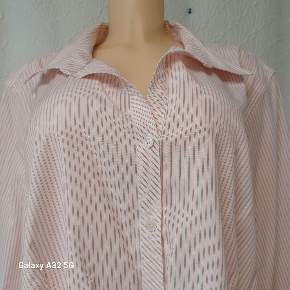 Talbots Women Size 22W  Red Striped Blouse - Picture 4 of 14